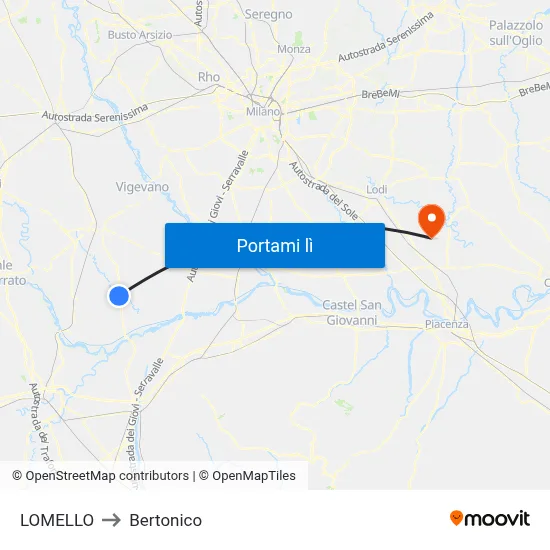 LOMELLO to Bertonico map