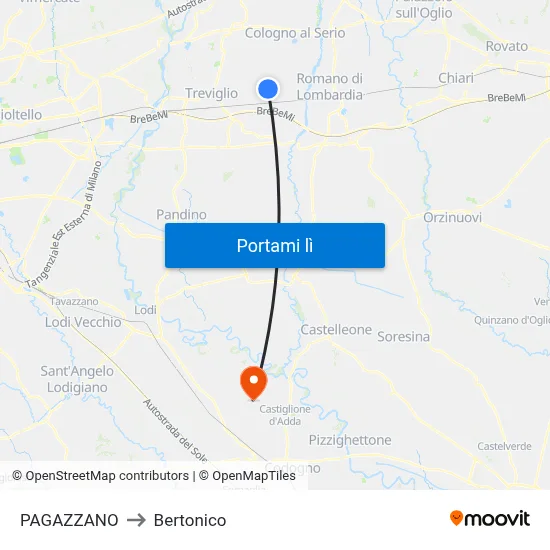 PAGAZZANO to Bertonico map