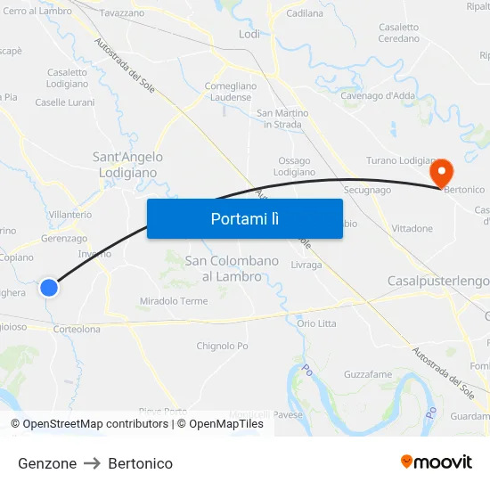 Genzone to Bertonico map