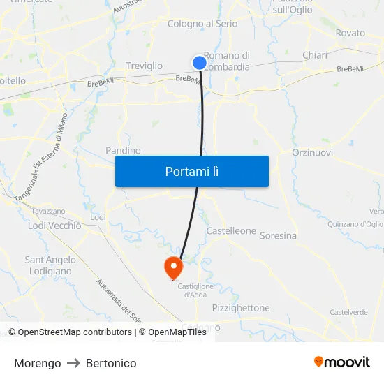 Morengo to Bertonico map