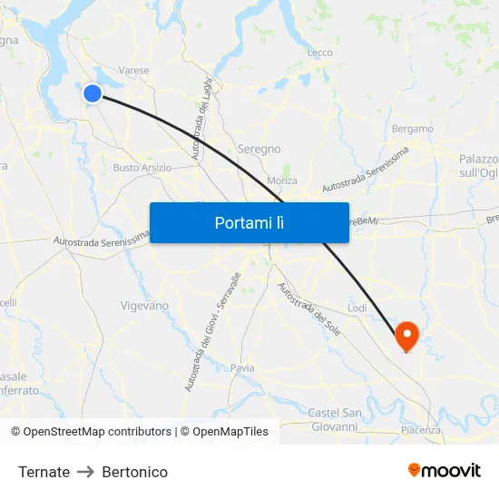 Ternate to Bertonico map