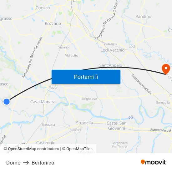 Dorno to Bertonico map
