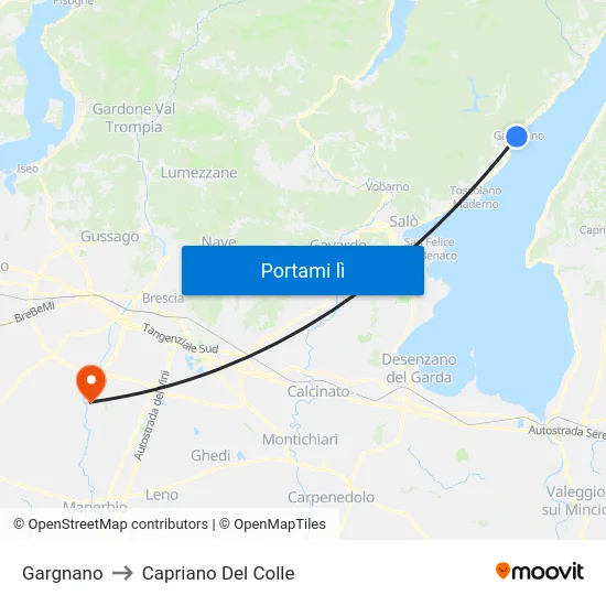 Gargnano to Capriano Del Colle map