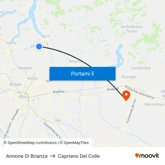 Annone Di Brianza to Capriano Del Colle map