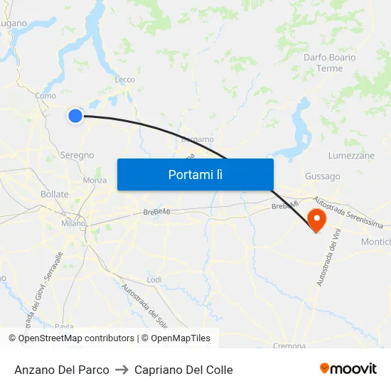 Anzano Del Parco to Capriano Del Colle map