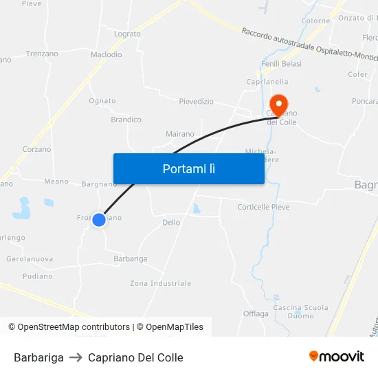 Barbariga to Capriano Del Colle map