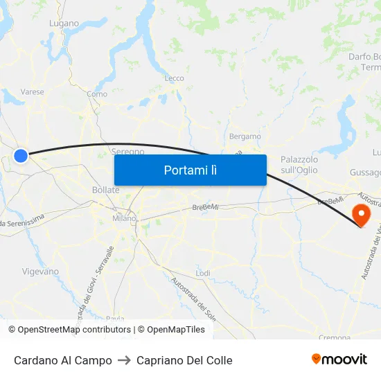 Cardano Al Campo to Capriano Del Colle map