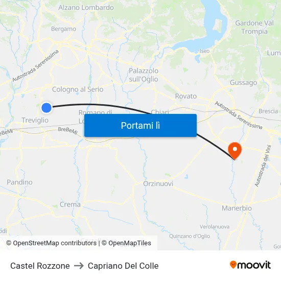 Castel Rozzone to Capriano Del Colle map
