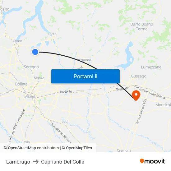 Lambrugo to Capriano Del Colle map