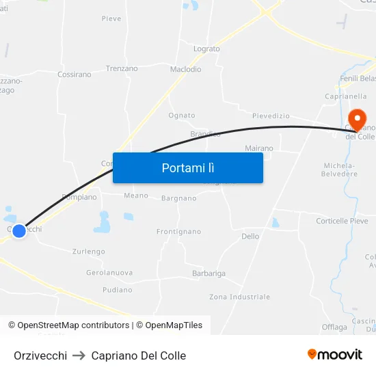 Orzivecchi to Capriano Del Colle map