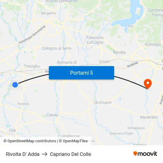 Rivolta D' Adda to Capriano Del Colle map