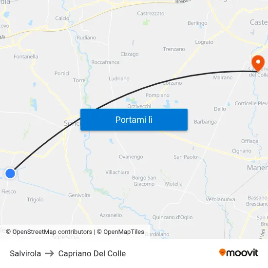 Salvirola to Capriano Del Colle map