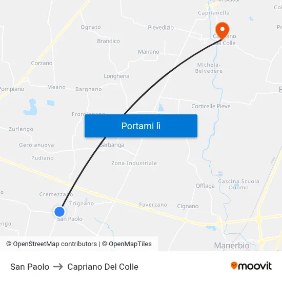 San Paolo to Capriano Del Colle map