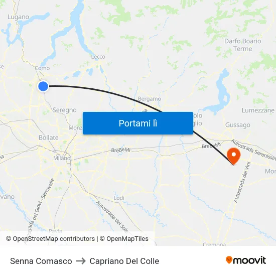 Senna Comasco to Capriano Del Colle map