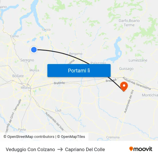 Veduggio Con Colzano to Capriano Del Colle map