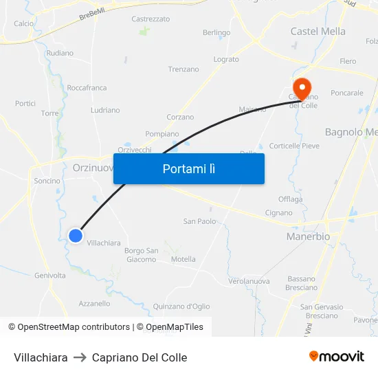 Villachiara to Capriano Del Colle map