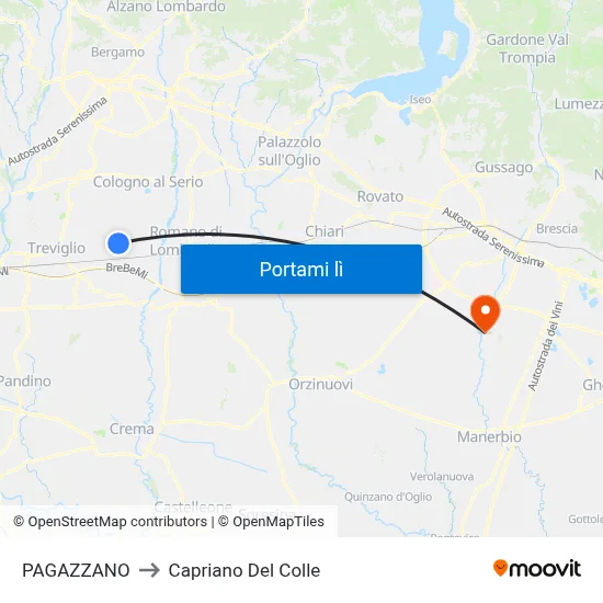 PAGAZZANO to Capriano Del Colle map