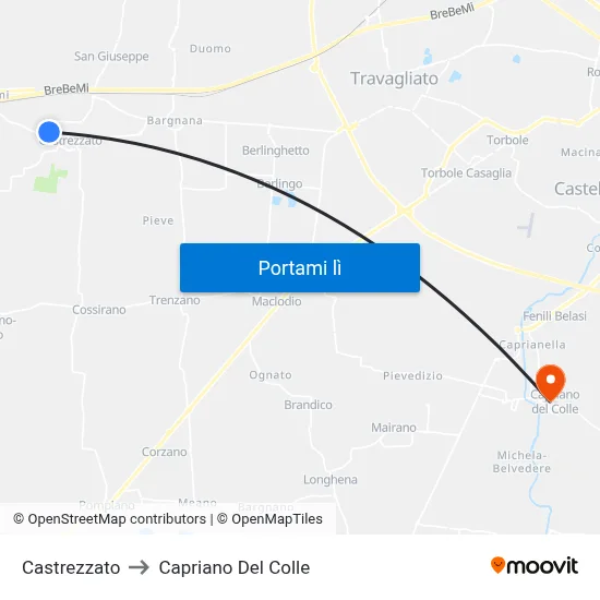 Castrezzato to Capriano Del Colle map