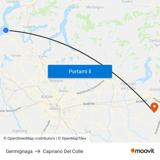 Germignaga to Capriano Del Colle map