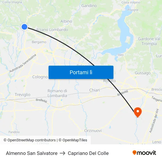 Almenno San Salvatore to Capriano Del Colle map
