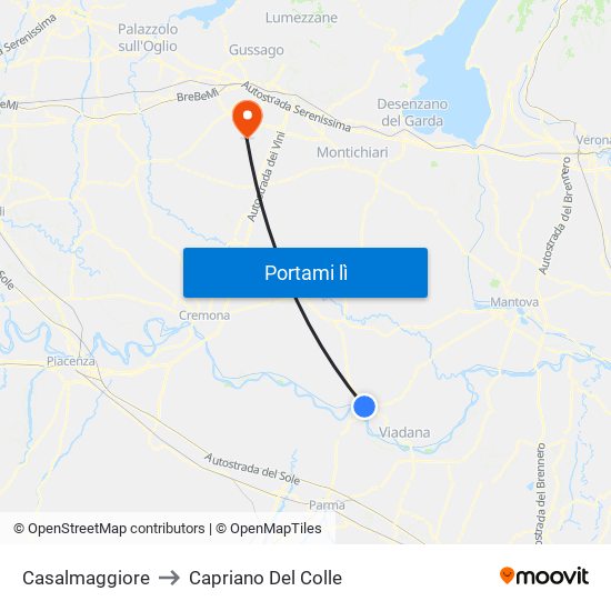 Casalmaggiore to Capriano Del Colle map