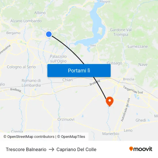 Trescore Balneario to Capriano Del Colle map