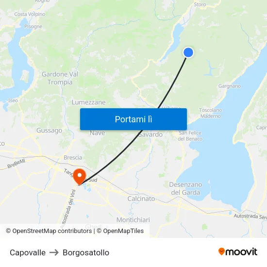 Capovalle to Borgosatollo map