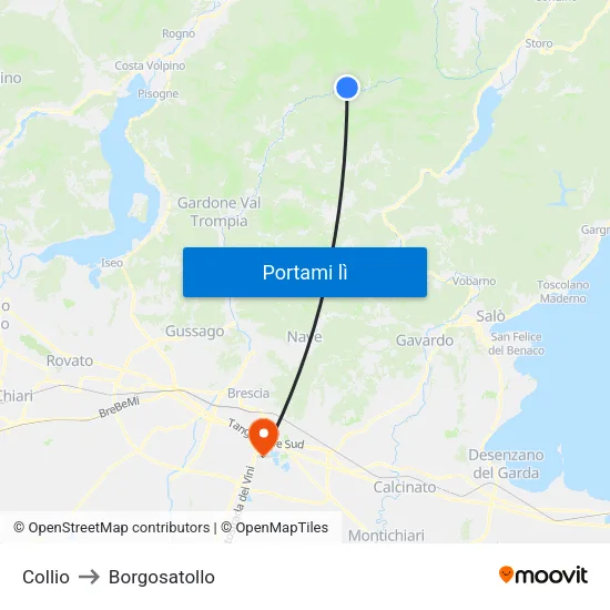 Collio to Borgosatollo map