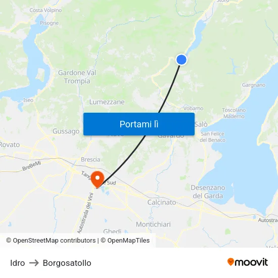 Idro to Borgosatollo map