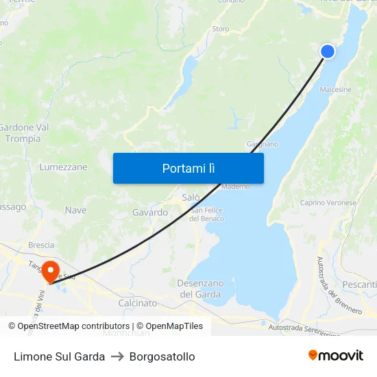 Limone Sul Garda to Borgosatollo map