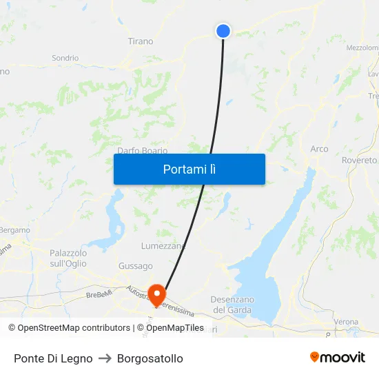 Ponte Di Legno to Borgosatollo map