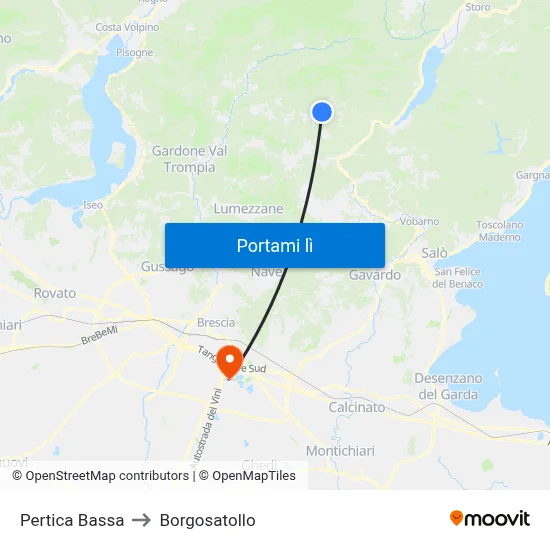 Pertica Bassa to Borgosatollo map