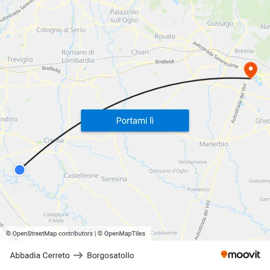 Abbadia Cerreto to Borgosatollo map