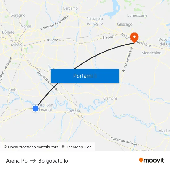 Arena Po to Borgosatollo map