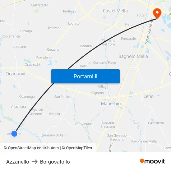 Azzanello to Borgosatollo map