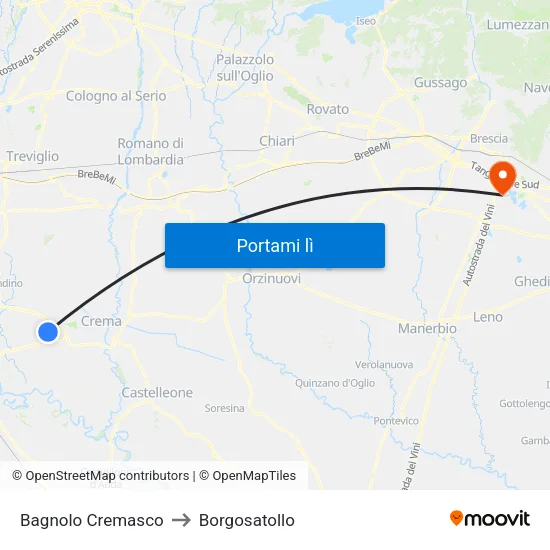 Bagnolo Cremasco to Borgosatollo map