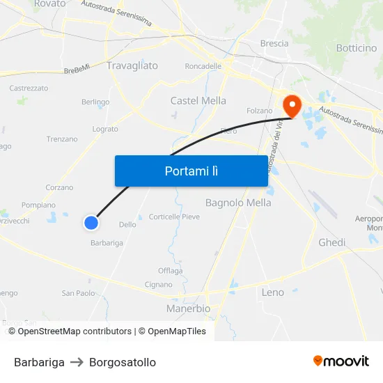 Barbariga to Borgosatollo map