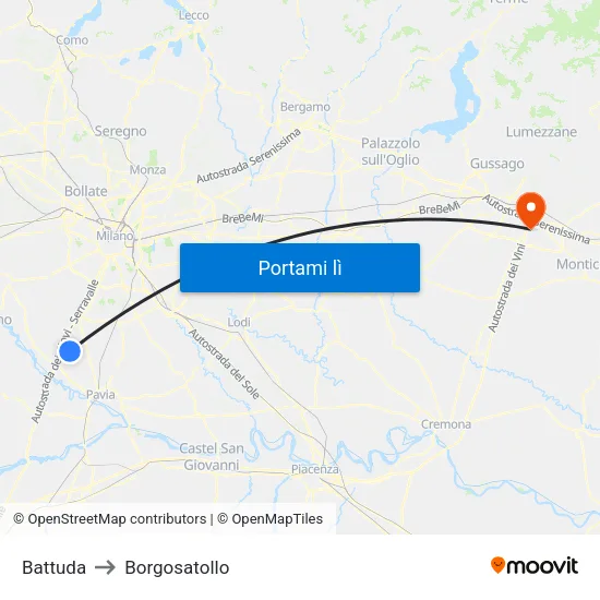 Battuda to Borgosatollo map
