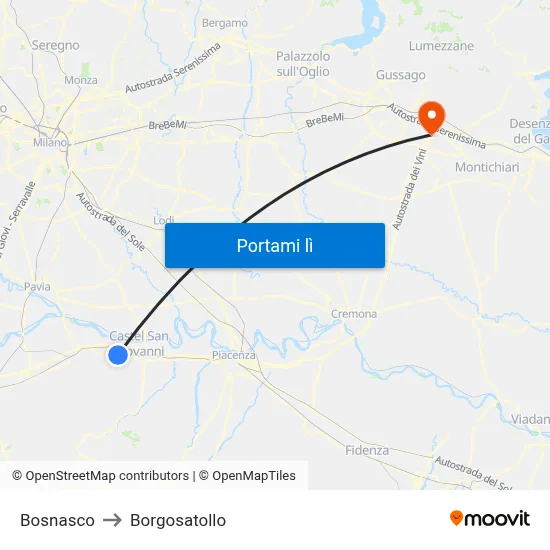 Bosnasco to Borgosatollo map
