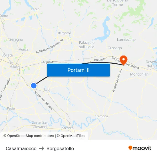 Casalmaiocco to Borgosatollo map