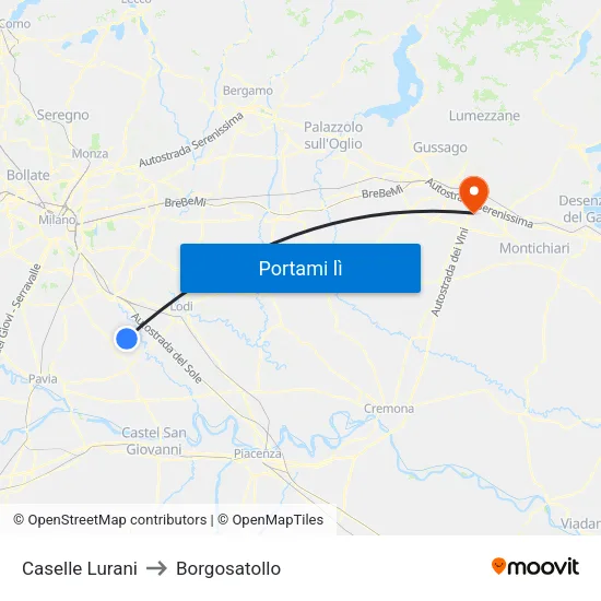 Caselle Lurani to Borgosatollo map