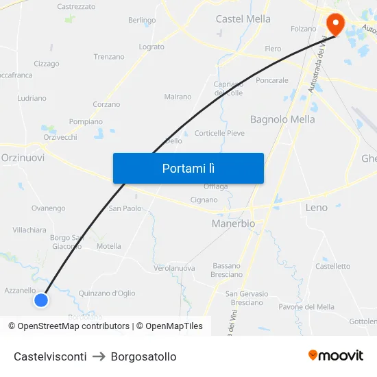 Castelvisconti to Borgosatollo map