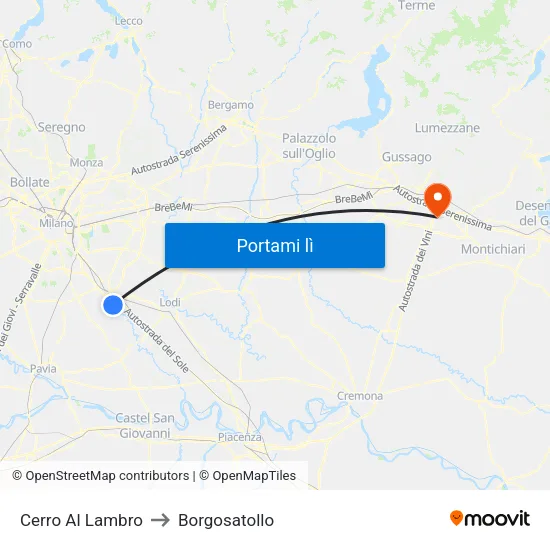 Cerro Al Lambro to Borgosatollo map