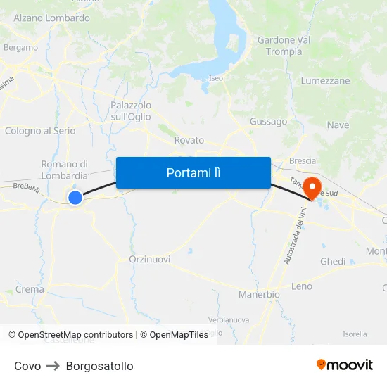 Covo to Borgosatollo map