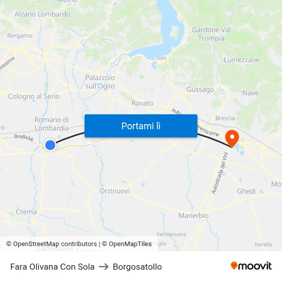 Fara Olivana Con Sola to Borgosatollo map