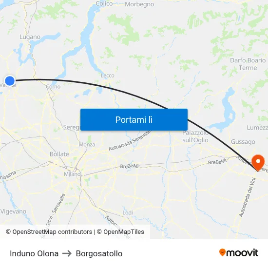 Induno Olona to Borgosatollo map
