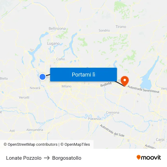 Lonate Pozzolo to Borgosatollo map