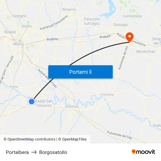 Portalbera to Borgosatollo map