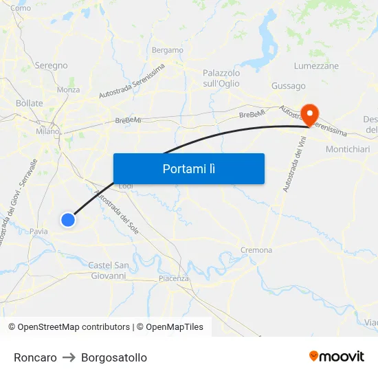 Roncaro to Borgosatollo map