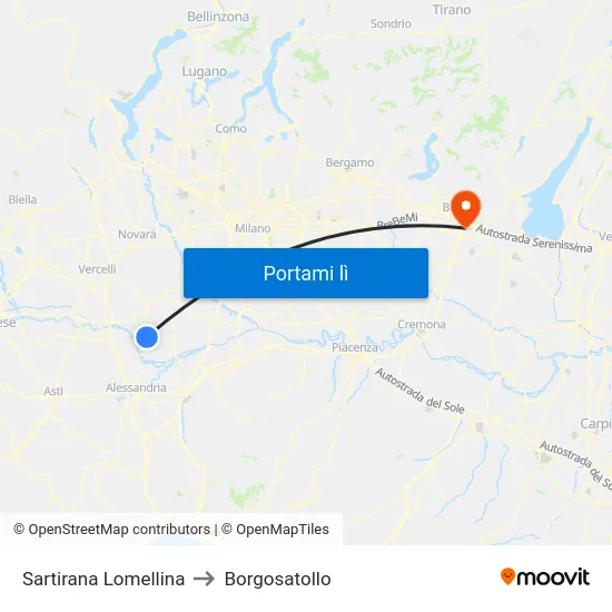Sartirana Lomellina to Borgosatollo map